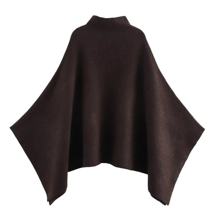 Damen 100+ feiner Oversize Poncho mit Stehkragen und asymmetrischem Saum Drune