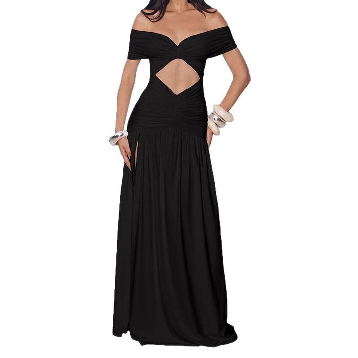 Damen Elegantes Off-Shoulder Maxikleid mit praktischem Cut-Out Drune