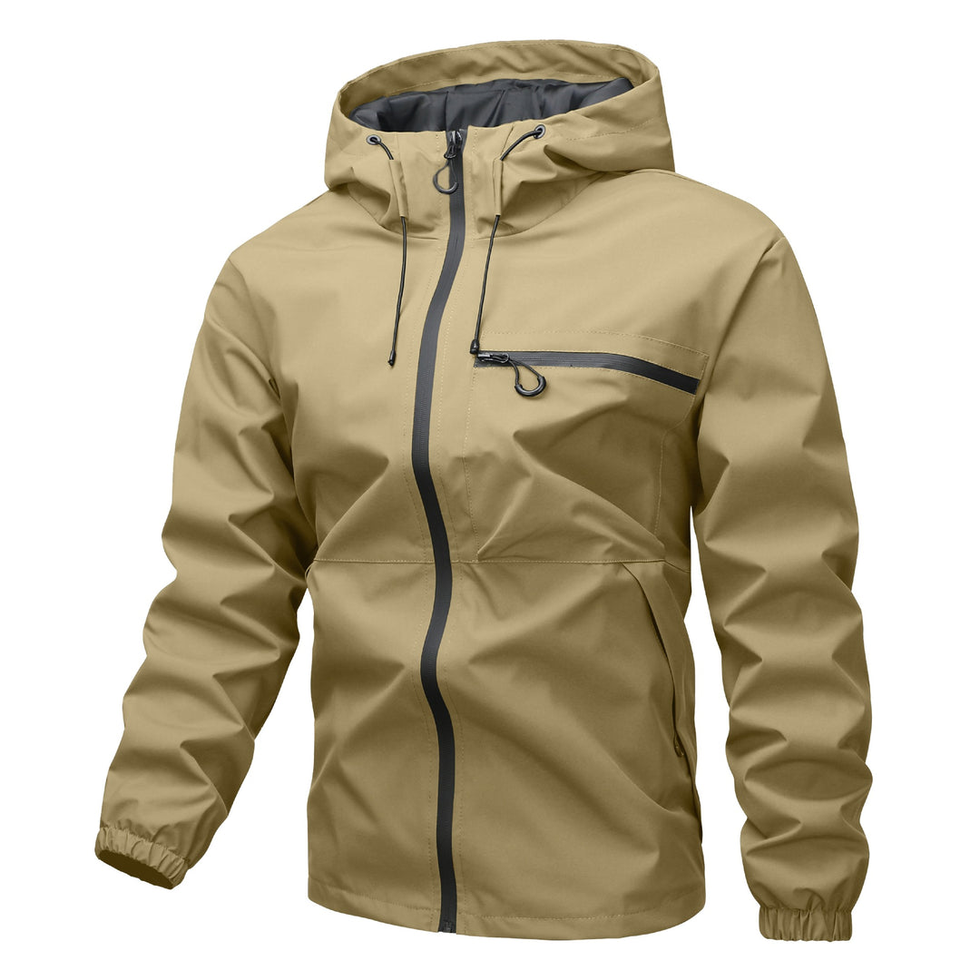 Herren Wasserdichte Softshelljacke mit verstellbarer Kapuze versiegelten Reißverschlüssen und Brusttasche Drune