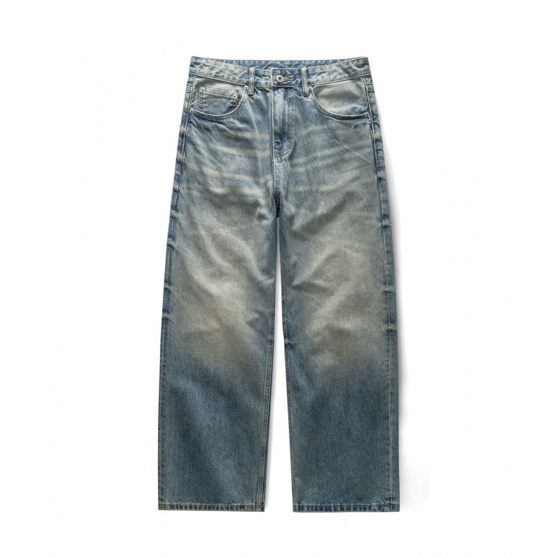Damen Weitgeschnittene Straight‑Leg Jeans mit hoher Taille und Vintage‑Waschung Drune