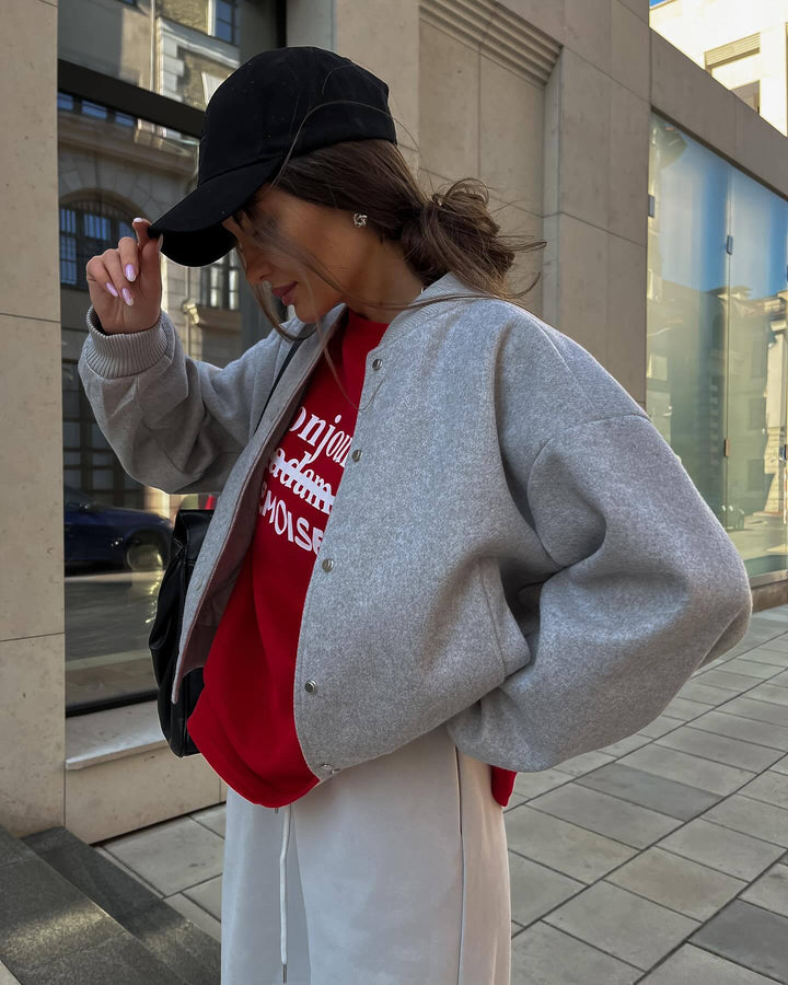 Damen lässige Collegejacke mit komfortabler Passform und funktionalen Details Drune