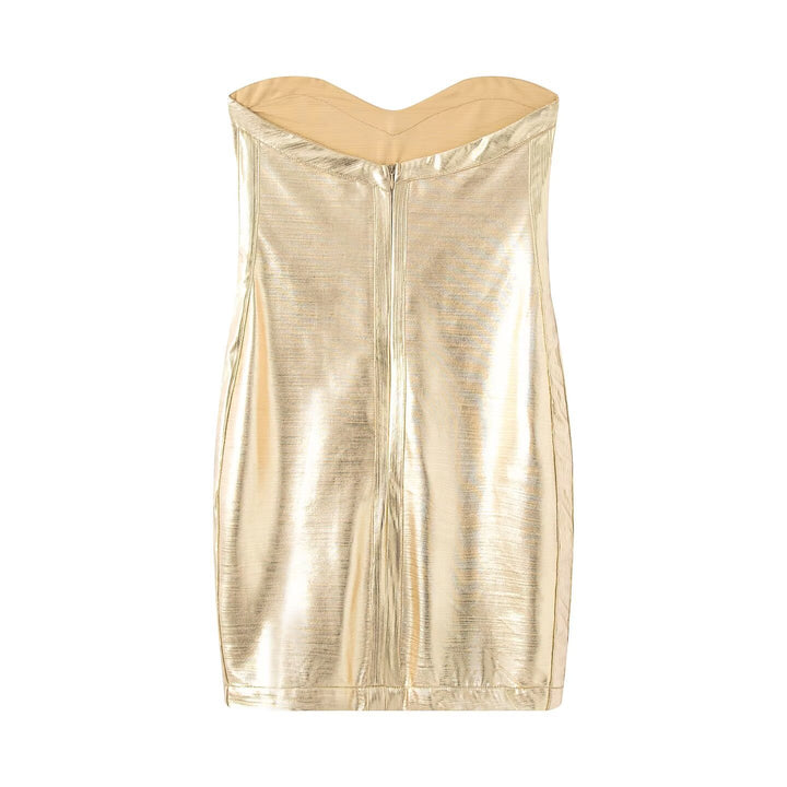 Damen Sommerkleid im eleganten Metallic-Look mit herzförmigem Ausschnitt