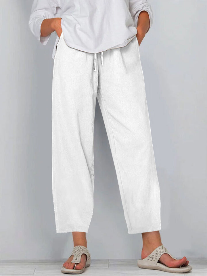 Damen Relaxed Culotte-Hosen mit Kordelzug, Seitentaschen und Knöchellänge Drune