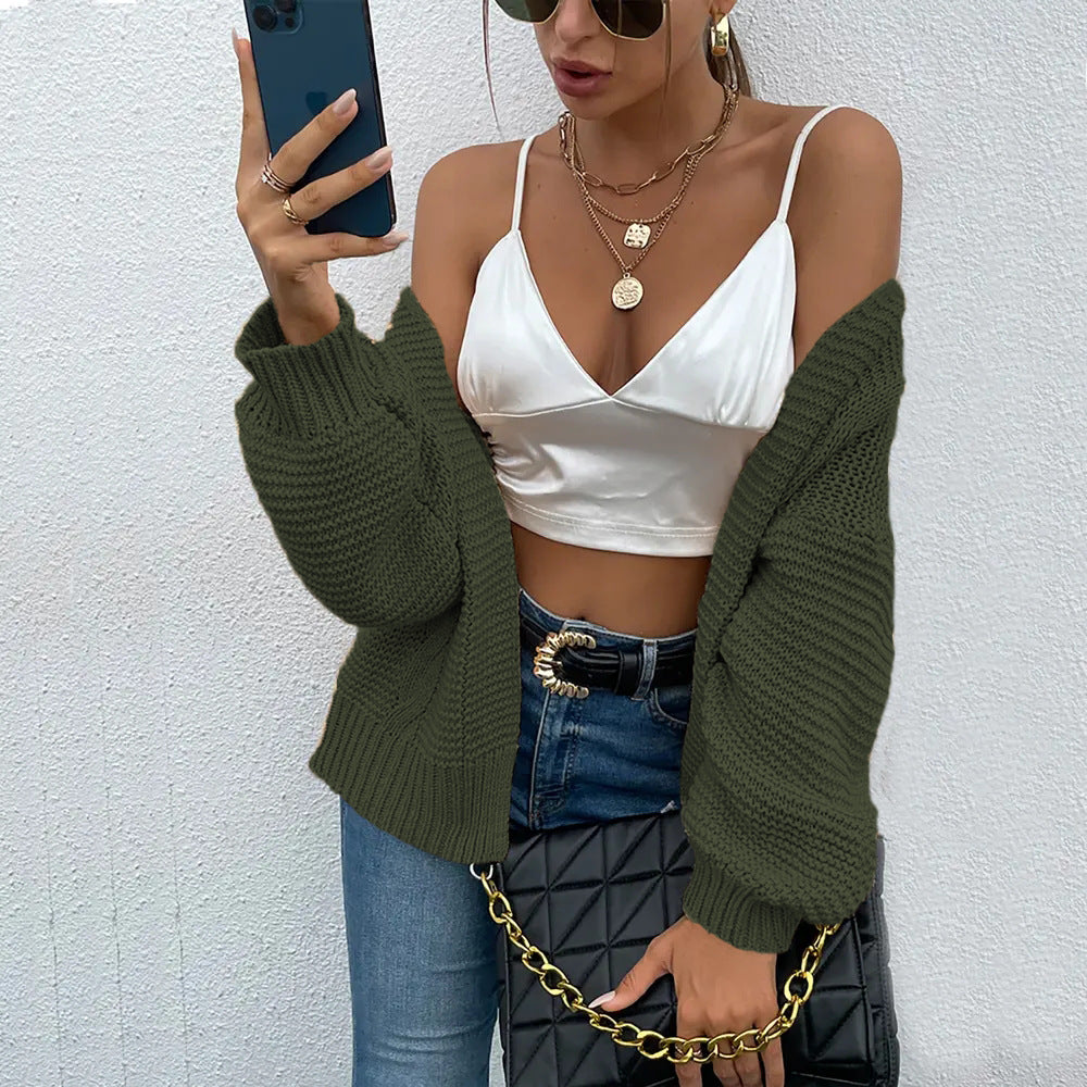 Damen Grobstrickjacke mit oversized Ärmeln und offener Front Drune