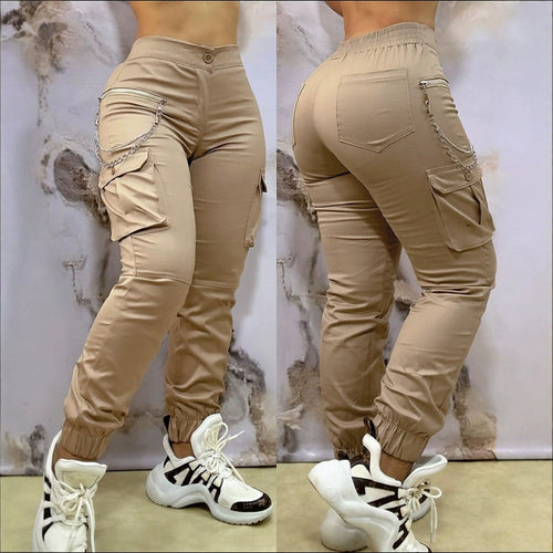 Damen Cargo-Hose mit modischen Elementen und elastischen Bündchen Drune