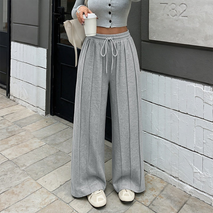 Damen Weite Palazzo-Hose mit Taillenkordel Drune
