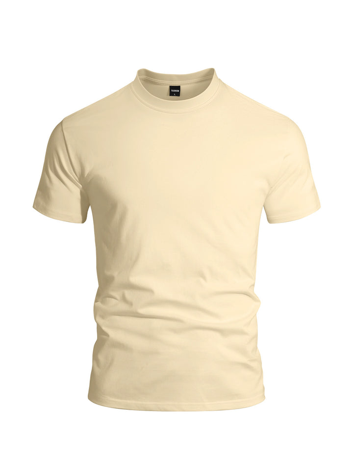 Herren nan eng anliegendes Rundhals-Basicshirt aus Singlejersey mit verstärktem Nackenband Drune