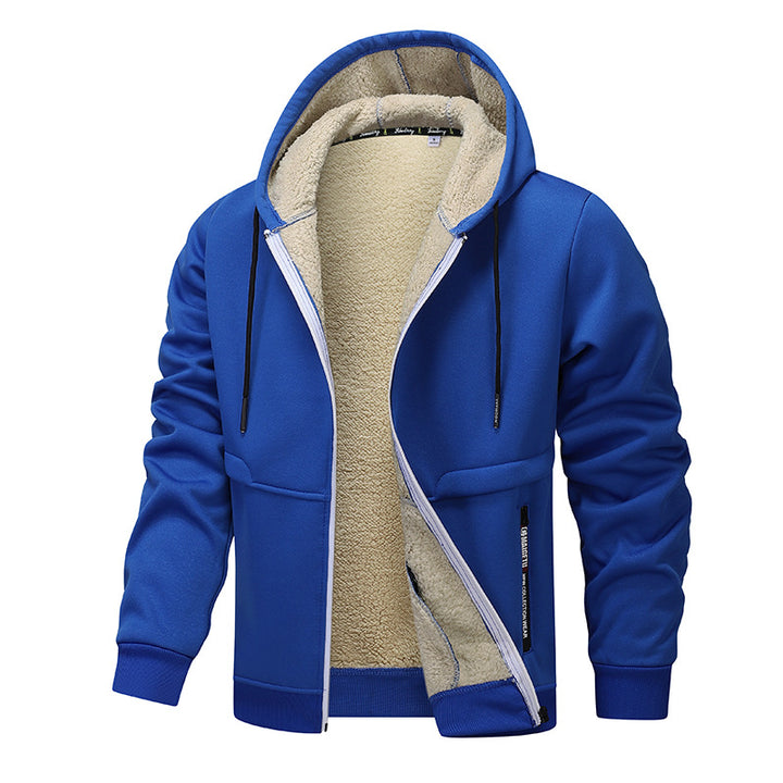 Herren Sherpa‑gefütterte Zip‑Hoodiejacke im Urban‑Casual‑Stil mit Teddyfleece‑Innenfutter Drune