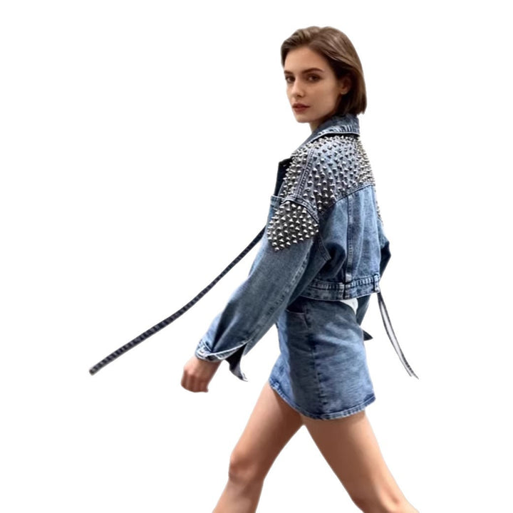 Damen Denimjacke mit Nietenverzierungen Drune
