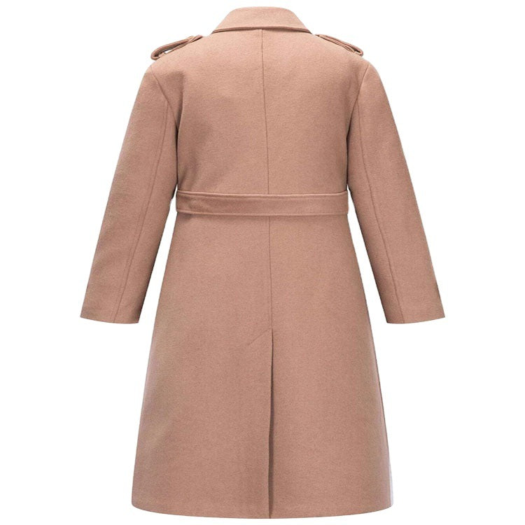 Damen taillierter A‑Linien Trenchcoat aus Woll‑Kaschmirmix mit Taillengürtel und Patten Drune