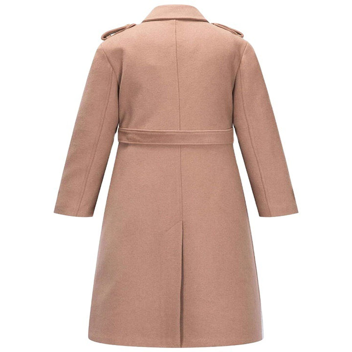 Damen taillierter A‑Linien Trenchcoat aus Woll‑Kaschmirmix mit Taillengürtel und Patten Drune