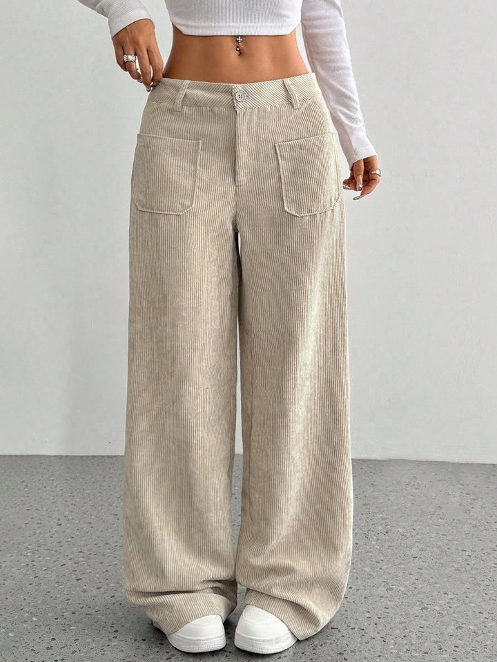 Damen Weite und bequeme Cordhose mit Taschen Drune