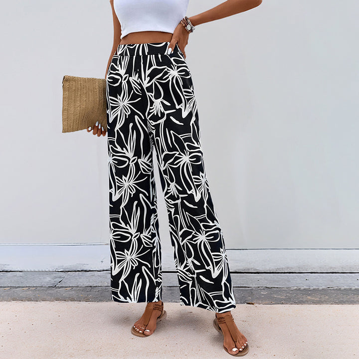Damen Hochtaillierte Weite Hose mit floralem Muster Drune