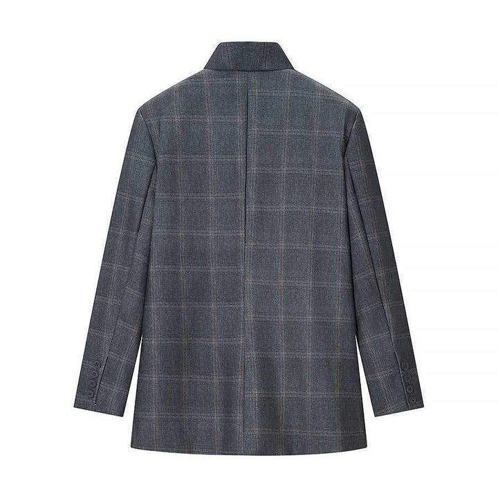 Damen Elegante Karojacke mit asymmetrischem Schnitt Drune
