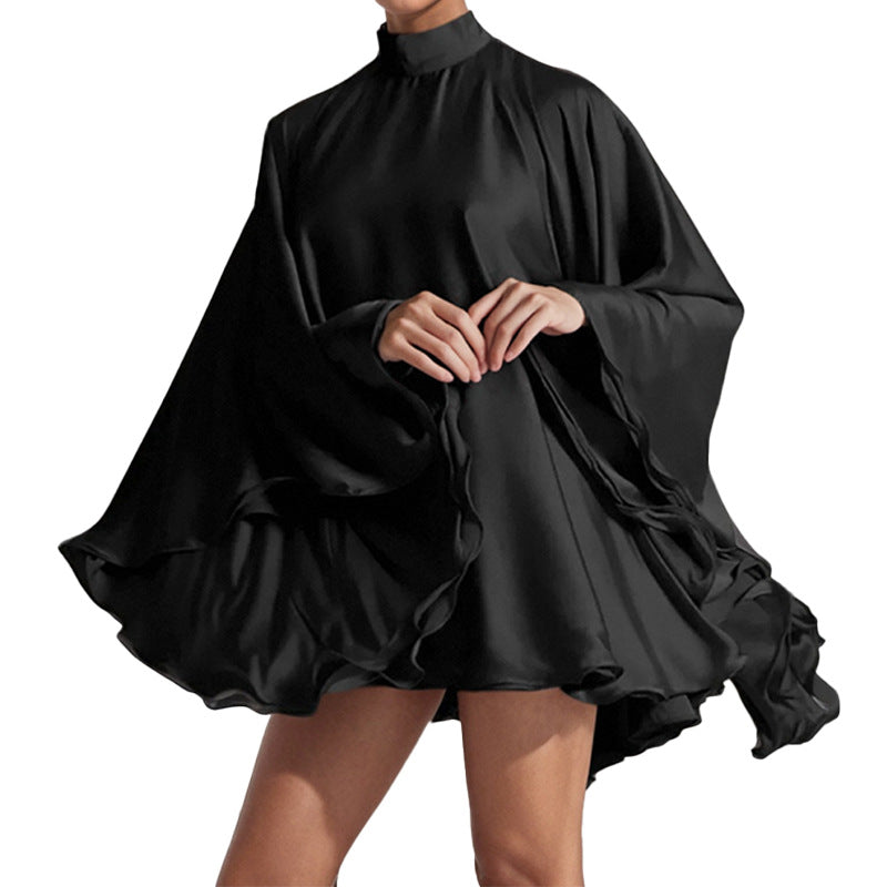 Damen Chices Minikleid mit voluminösen Ärmeln und elegantem Stehkragen Drune