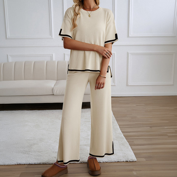Damen Lässiges Zweiteiliges Set mit Weitem Schnitt und Goldakzenten Drune