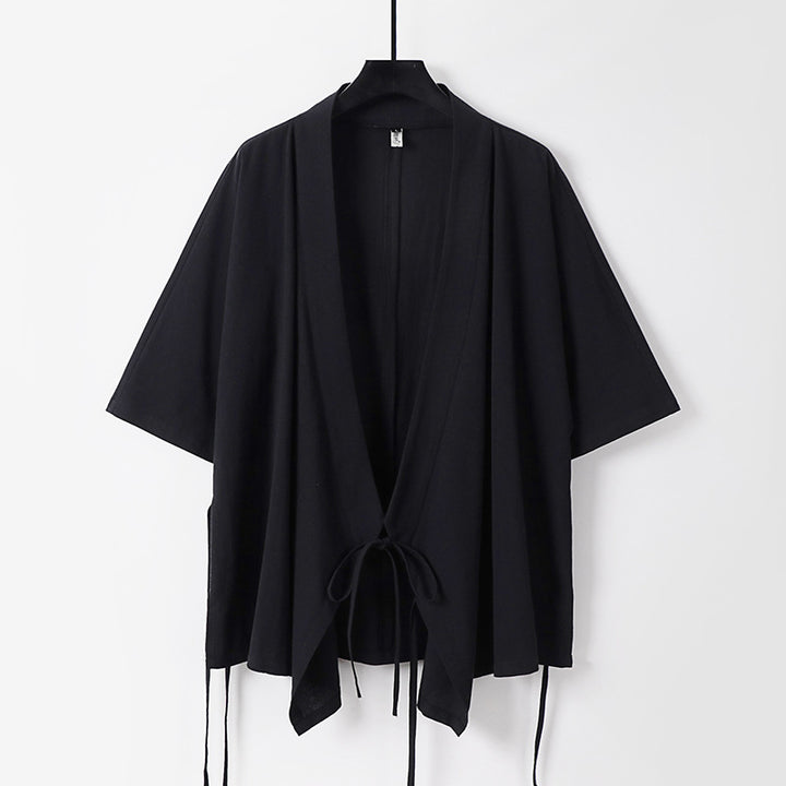 Damen locker fallende Kimono-Jacke mit Bindegürtel Drune