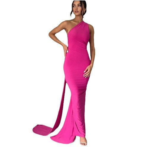 Damen Einseitiges Maxi-Kleid mit elegantem Schnitt und fließendem Saum Drune