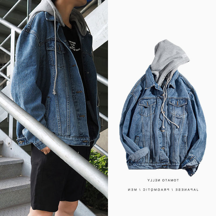 Herren Denimjacke mit Kapuze Drune