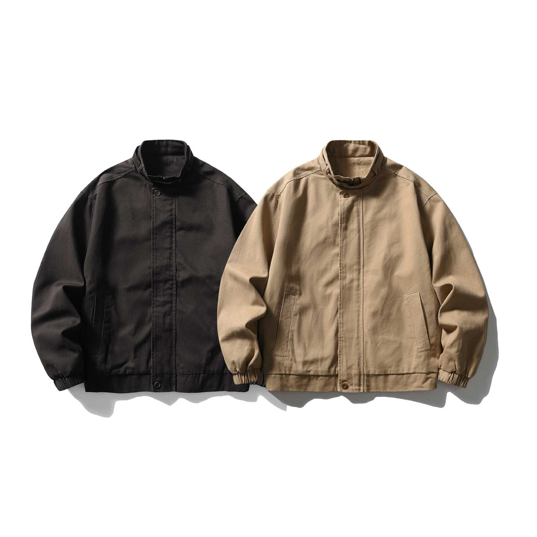Herren Kurz geschnittene funktionale Canvas-Blousonjacke mit hohem Stehkragen Drune