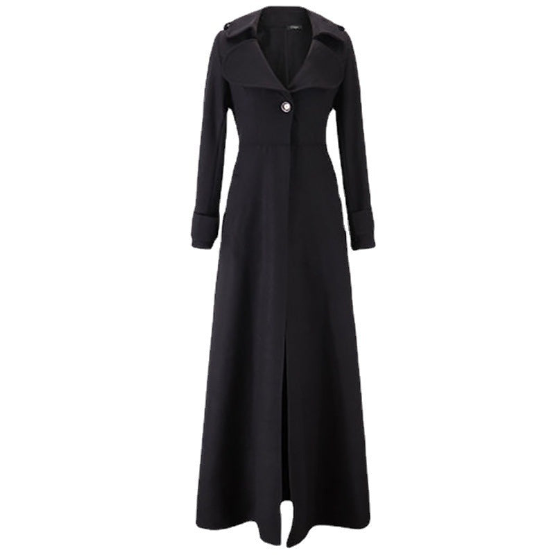 Damen Eleganter Langmantel mit klassischem Revers und modernen Akzenten Drune