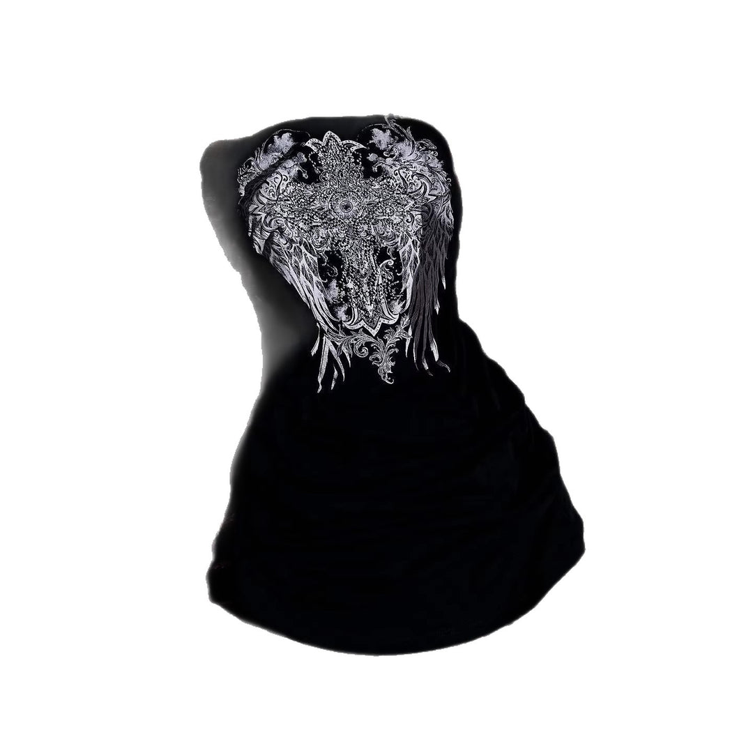 Damen Strapless Minikleid mit aufwendigem Grafikdesign Drune