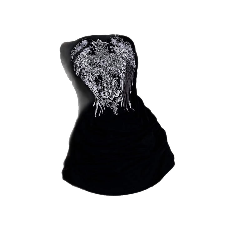 Damen Strapless Minikleid mit aufwendigem Grafikdesign Drune