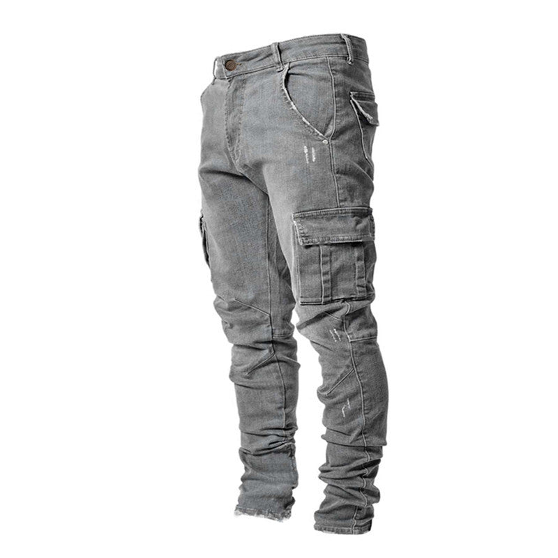Herren Cargo-Denim-Hose im modernen Slim Fit mit praktischen Seitentaschen Drune
