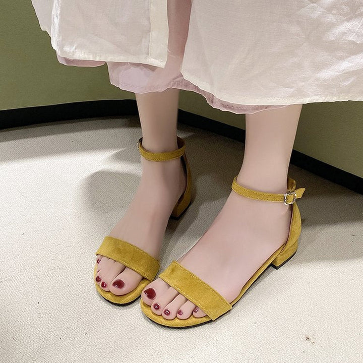 Damen bequeme Riemensandalen mit verstellbarem Fesselriemen und mittelhohem Blockabsatz Drune