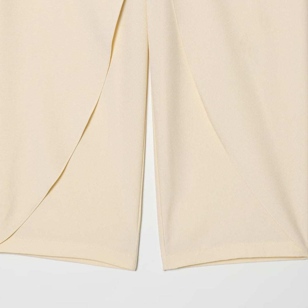 Damen Cropped Palazzo‑Hose mit Tulpenüberlappung und hohem Bund Drune