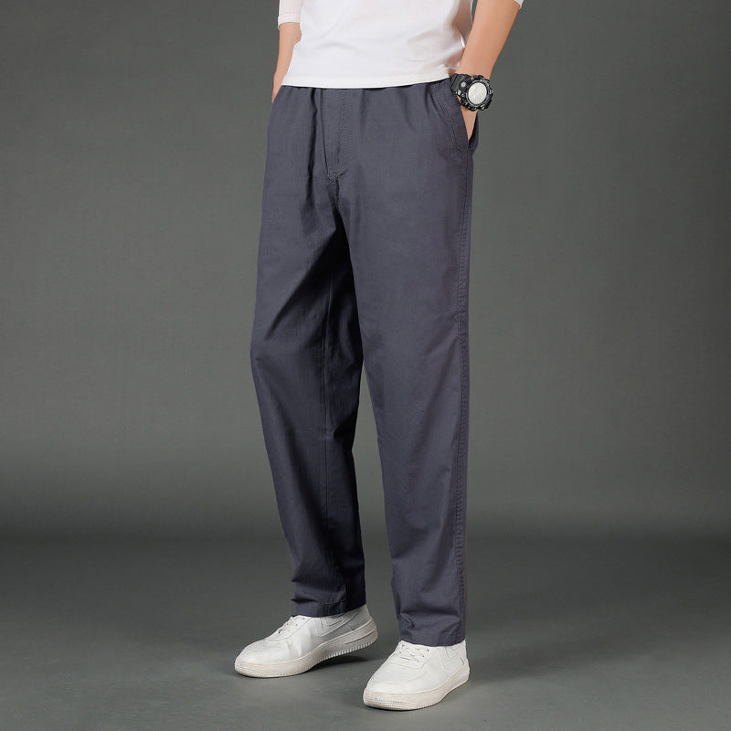 Herren Weite Baumwoll-Chinohose im Relaxed-Fit mit elastischem Komfortbund & verdeckten Eingriffstaschen Drune