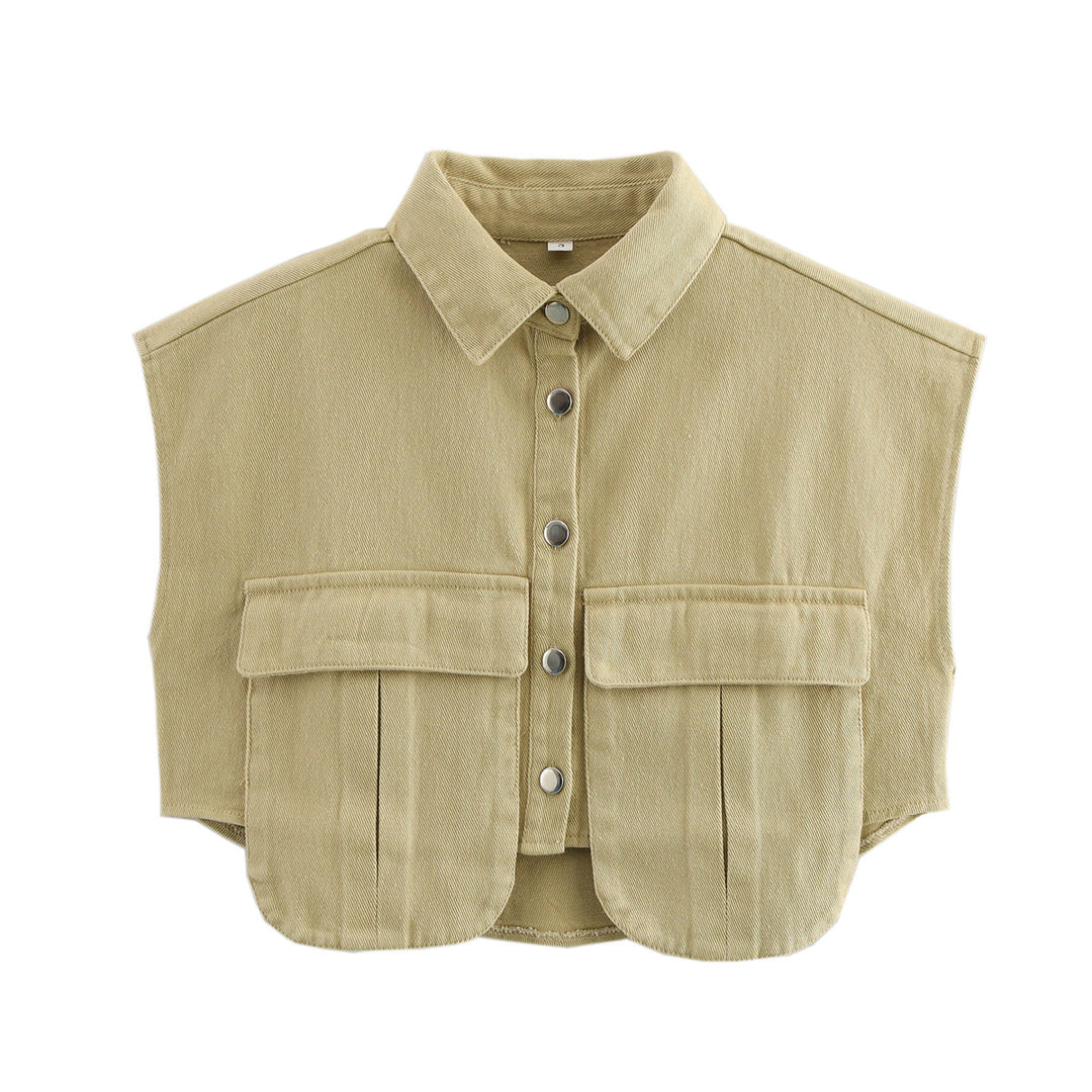 Damen ärmellose Utility-Bluse mit Taschen Drune
