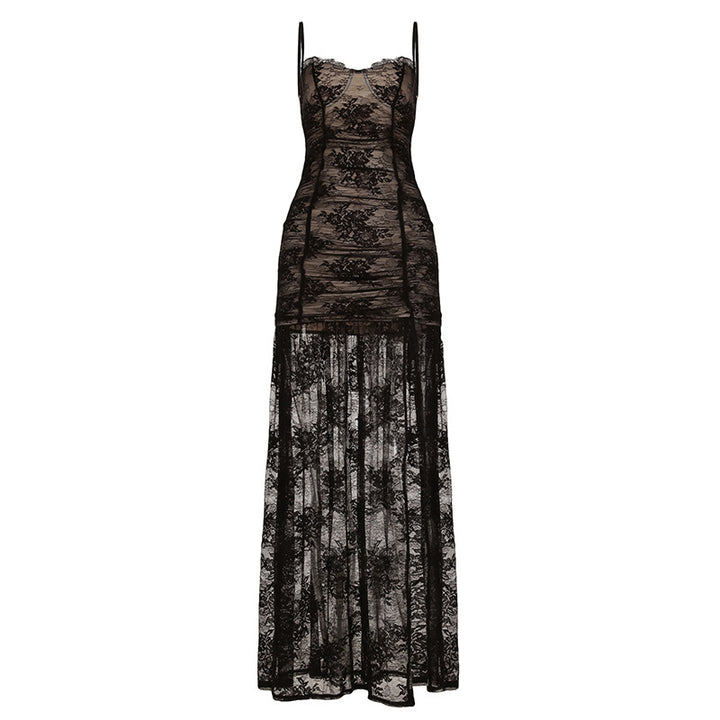 Damen Spitzenkleid mit raffinierten Rüschendetails Drune