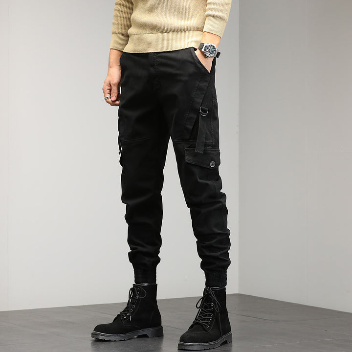 Herren Tapered Cargo‑Jogger mit D‑Ring, Kniepaneelen und elastischen Bündchen Drune