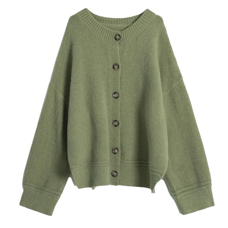 Damen lässige Strickjacke mit großen Knöpfen und oversized Schnitt Drune