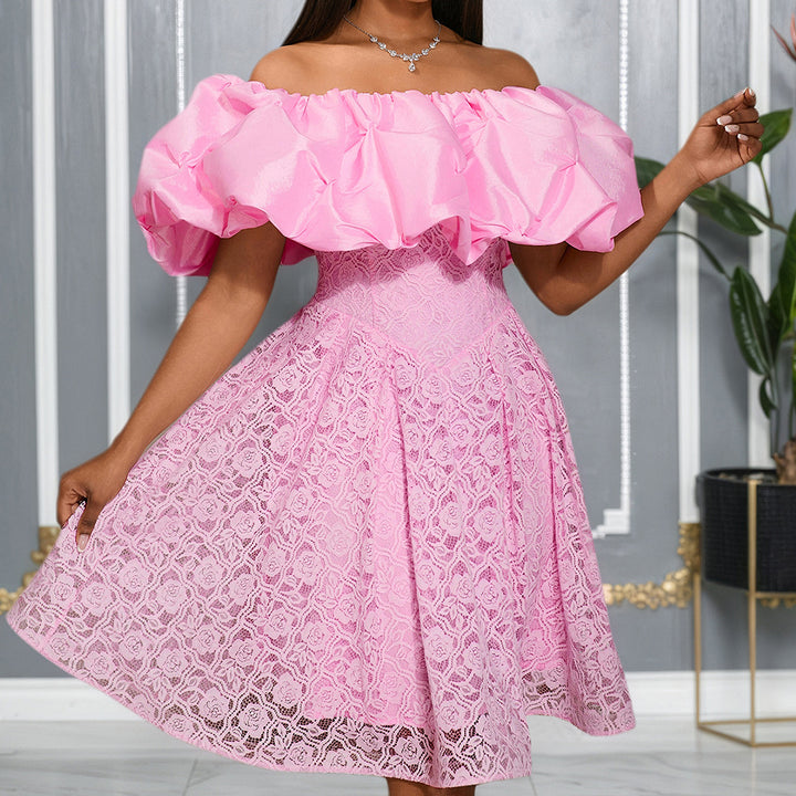 Damen Cocktailkleid mit voluminösem Rüschensaum Drune