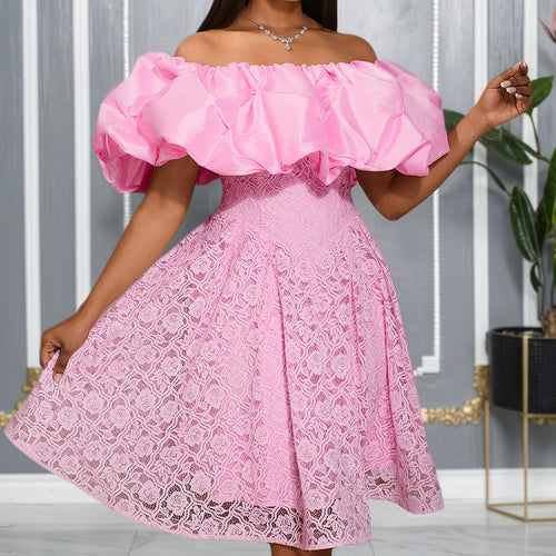 Damen Cocktailkleid mit voluminösem Rüschensaum Drune