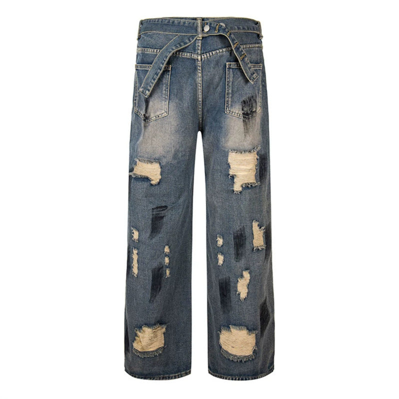 Damen Weite Destroyed-Jeans mit hohem Bund, Used‑Wash und Ballonsaum Drune