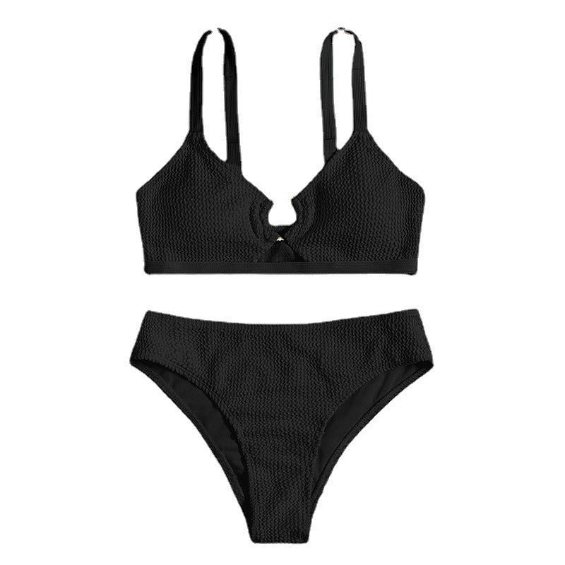 Damen Hoch tailliertes Bikini-Set mit kleinem Cut-Out Drune