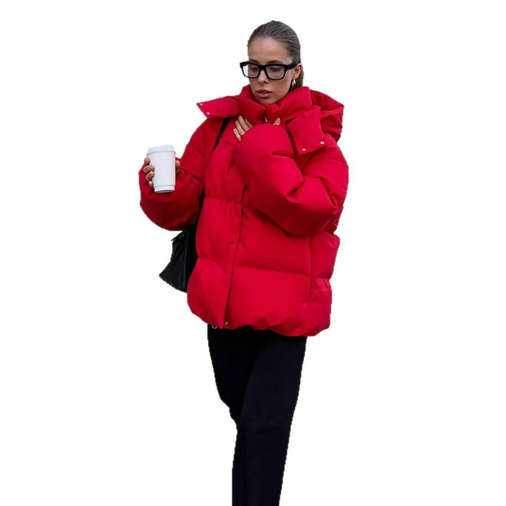 Damen Kurz geschnittene Stepp-Winterjacke mit hoher Kragenkapuze und wattierter Thermofütterung Drune