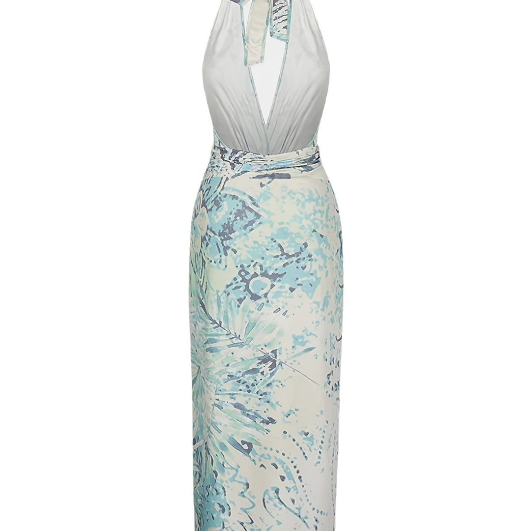 Damen Maxi-Kleid mit raffinierten Drapierungen und dekorativer Satineinfassung Drune