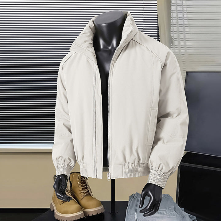 Herren Leichte Harrington-Jacke mit Stehkragen, elastischem Saum und Zwei-Wege-Reißverschluss Drune