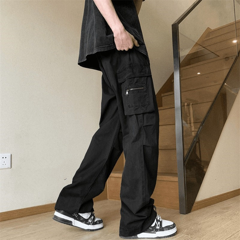 Herren weit geschnittene Cargo-Hose mit praktischen Taschen und elastischem Bund Drune