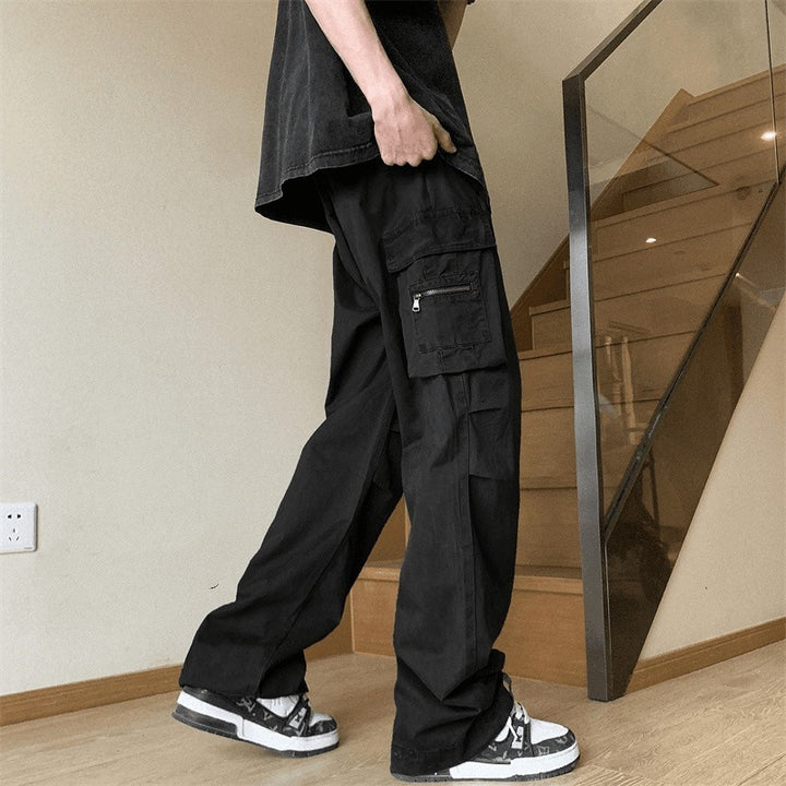 Herren weit geschnittene Cargo-Hose mit praktischen Taschen und elastischem Bund Drune