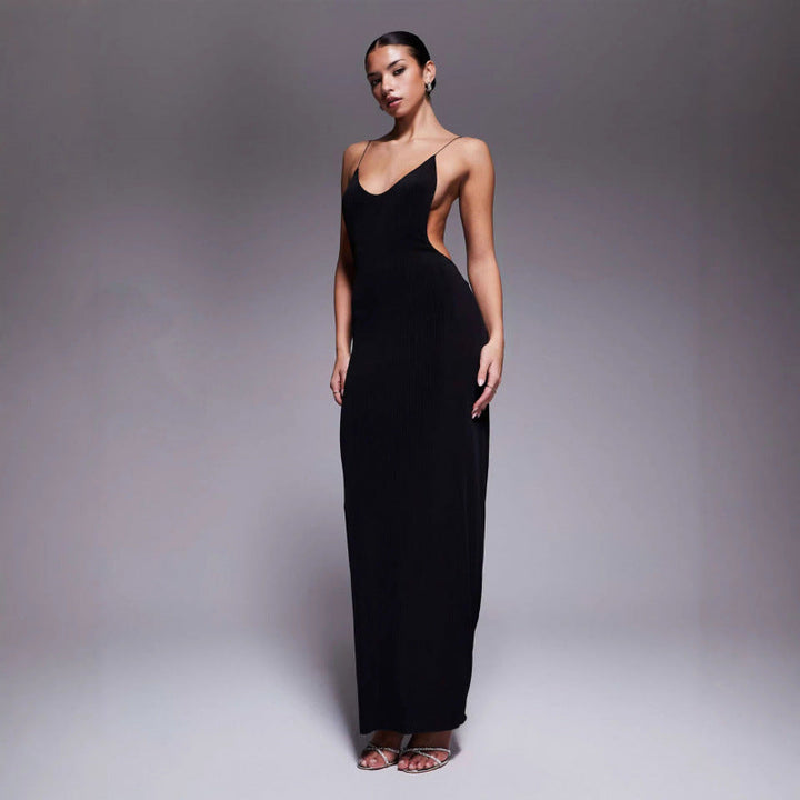 Damen Maxikleid mit tiefem V-Ausschnitt und seitlichen Cut-Outs Drune