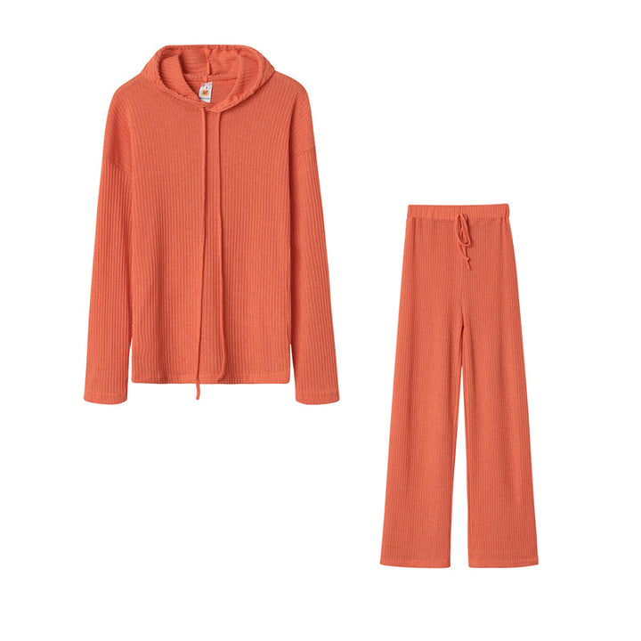 Damen Relaxed Fit Sweater-Set mit Kapuze und weiten Hosen Drune