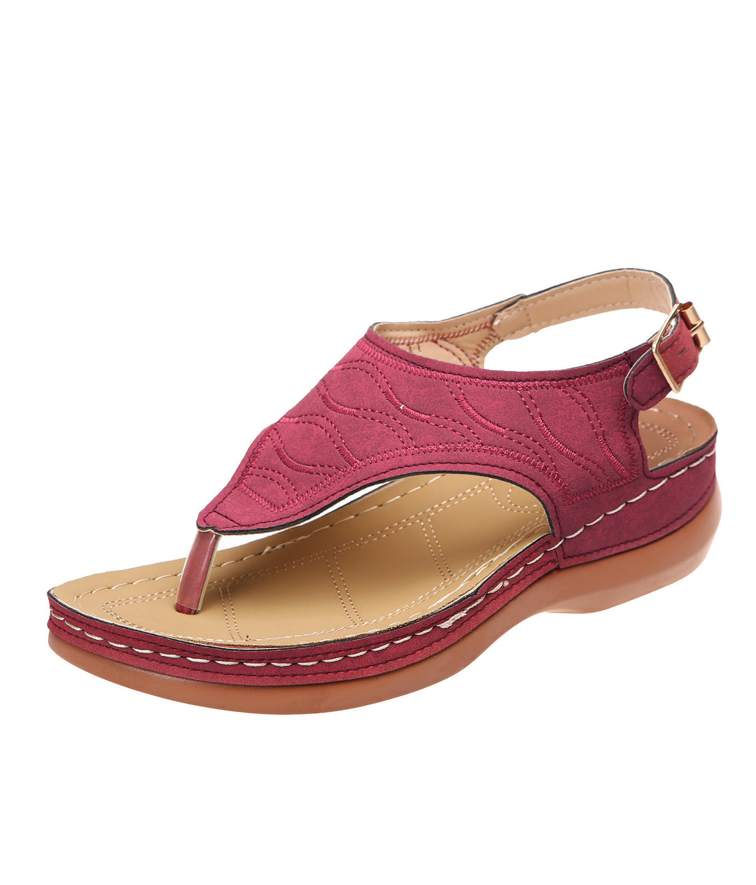 Damen Keil-Sandalette mit verstellbarem Fersenriemen und gesteppter Wildlederoptik Drune