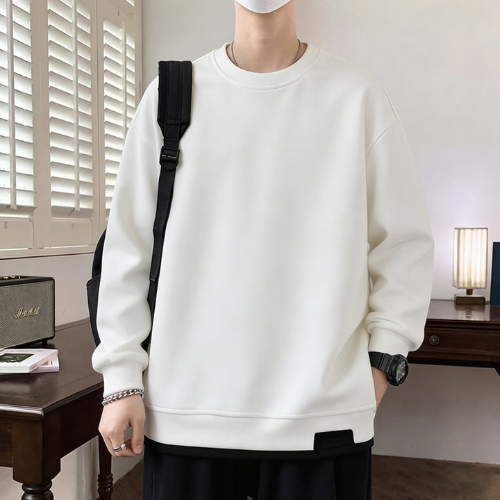 Herren Oversize‑Sweatshirt mit kontrastierenden Ärmeln, Rundhalsausschnitt & Labelpatch Drune
