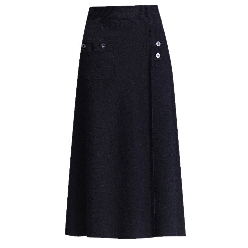 Damen Eleganter Maxirock mit praktischen Taschen und Knopfdetails Drune