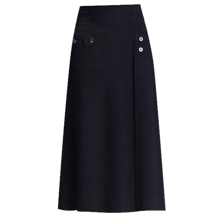 Damen Eleganter Maxirock mit praktischen Taschen und Knopfdetails Drune